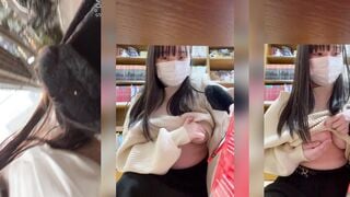 妹の図書館でこっそりオナニー
