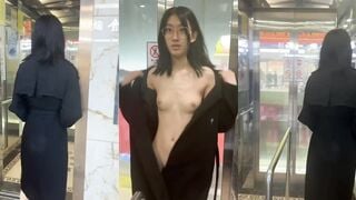 調教眼鏡騷貨電梯露出